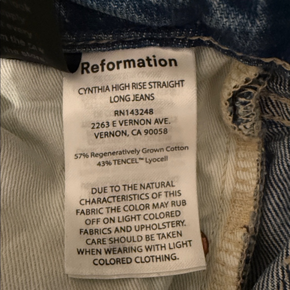 Reformation Cynthia High Rise Straight Jeans - Picture 7 of 7